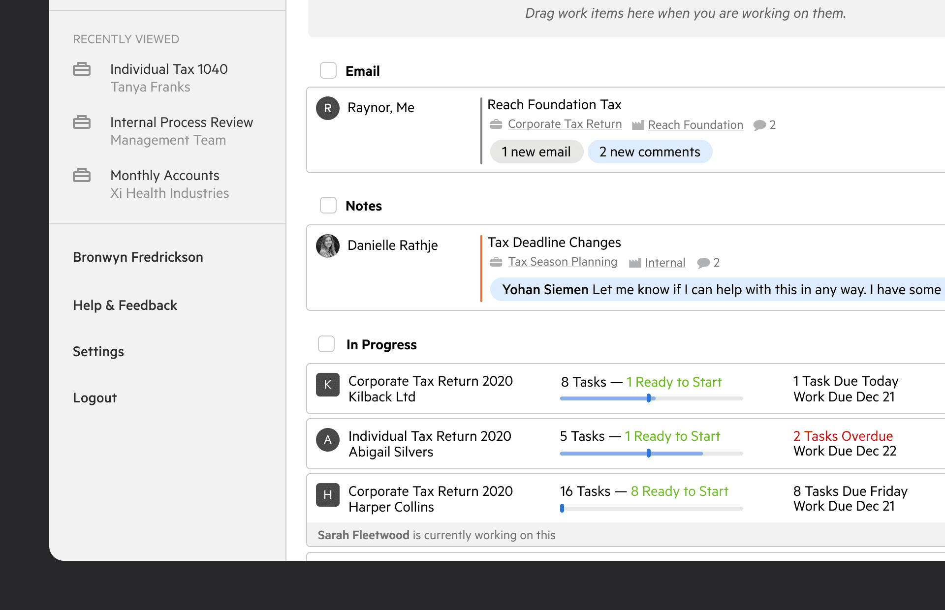 Karbon My Week combining work items, email, notes and priorities into one personal action plan